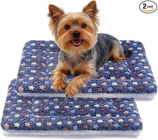 Mora Pets Dog Bed Crate Pad Ultra Soft Pet Bed with Cute Star Print Washable Reversible for Large Medium Small Dogs 23 x 18 inch 2 Pack Dark Blue