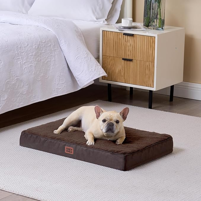 EHEYCIGA Orthopedic Dog Bed with Removable Washable Cover, Brown, 30IN | Egg Crate Foam Support, Durable Oxford fabric, Non-Slip Bottom, Machine Washable, Soft Waterproof Plush Pet Bed Mat For Crate