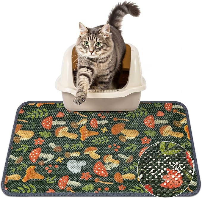Unicorn Catcher 24"x15" Cat Litter Mat Machine Washable Litter Trapping Pad | Kitty Paw Friendly Padding With Breathable 3D Air Mesh Technology And A Non-Slip Base To Keep Home Floors Debris-Free