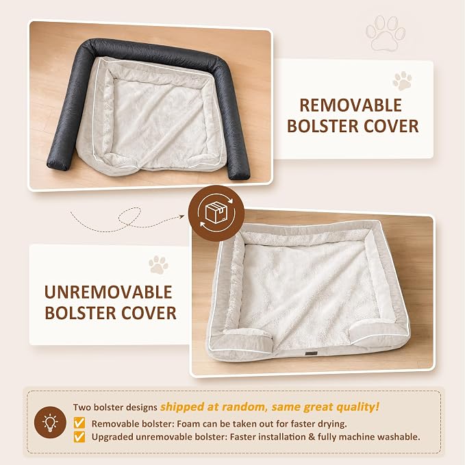 Comfort Expression Orthopedic Dog Beds for Large Sized Dog with Bolster | Waterproof Dog Couch Bed with Washable Cover & Non-Slip Bottom, Supportive Egg Crate Foam Large Pet Bed, 35x22 Inch