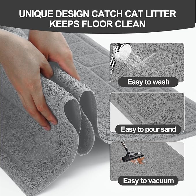 Cat Litter Mat, Litter Trapping Mat Soft on Kitty Paws, 35" x 24" Kitten Litter Box Mat for Cleaner Floors, Waterproof, Easy Clean, Durable Large Size Cat Litter Pad for Kitten.