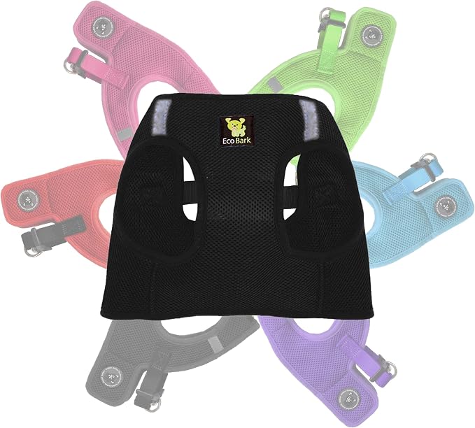 EcoBark Rapid Fastener Super Comfort Fully Adjustable Double Padded Step in Dog Harness (X-Large, Black)