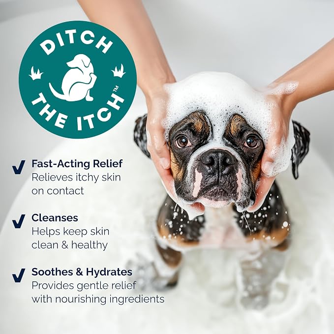 Vetnique Dermabliss Advanced Medicated Pramoxine Anti Itch Dog Shampoo | Itchy Skin Relief & Allergy Relief, Max-Strength Soap-Free Oatmeal Dog Wash, Cat Shampoo & Puppy Shampoo, Sensitive Skin