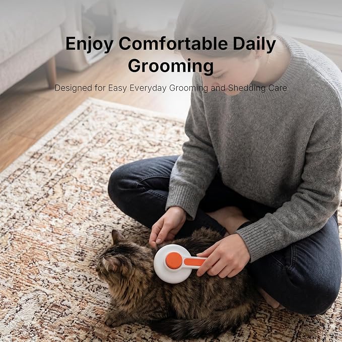 Self Cleaning Cat Dog Brush, Pet Deshedding Grooming Comb with Fine Stainless Steel Teeth, Hair Removal Slicker Brush for Long and Short Hair Pets