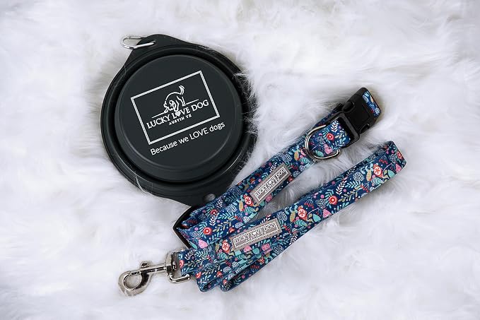 Lucky Love Dog - Adjustable Collar and Leash Set with Easy Click Buckle for Large Dogs, Durable, & Comfortable Collar for Male & Female Dogs, Puppies & Adult - Sweet Holiday Combo, Large