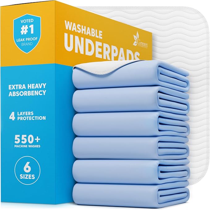 Washable Underpads - Large Bed Pads for use as Incontinence Bed Pads, Reusable Pet Pads, Great for Dogs, Cats, Bunny, Seniors Bed Pad (Pack of 6 - 30x34)