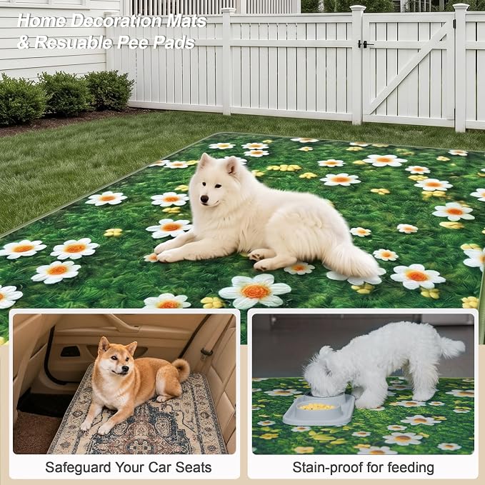 Washable Pee Pads for Dogs, Reusable Puppy Potty Training Pads, Ultra-Absorbent Thick Waterproof Leak-Proof Non-Slip Pads & Mat for Crate, Playpen, Floor, Whelping & Housebreaking , 2 Pack 54"x54"