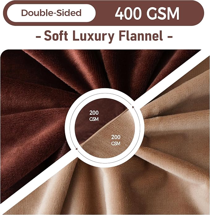 Waterproof Blanket for Couch Sofa Bed | Reversible Soft Flannel Throw Blanket for Medium Large Dogs Pet Leakproof, Protector for Crate, Travel, 50"x60", Brown