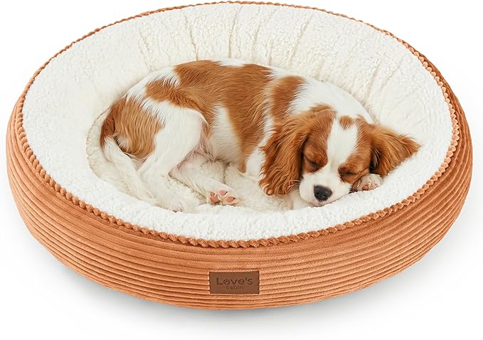 Love's cabin Round Donut Cat and Dog Cushion Bed, 30in Pet Bed for Medium or Large Dogs, Anti-Slip & Water-Resistant Bottom, Soft Durable Fabric Pet Beds, Washable Calming Cat Bed, Orange