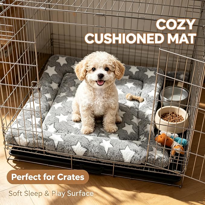 Dog Bed Mat - Comfortable Kennel Pad, Multi-Purpose Crate Bed for Dogs & Cats, Soft Support (Gray, S(24 * 18 * 1.5))