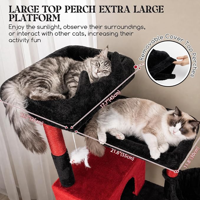 Globlazer Sturdy Extra Large Gothic Cat Tower for Indoor Cats, S81C, Goth | 81 inch Heavy Duty Cat Tree for Indoor Large Adult with 8 Scratching Post, 2 Cat Condos, 2 Platform
