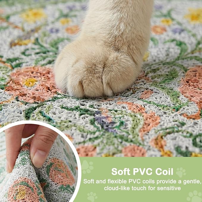 Bienbee Cat Litter Mat, 24" x 15" Dense Trapping Mesh for Litter Boxes | Litter Box Mat with PVC Mesh, Waterproof &Urineproof, Non-Slip Grip, Soft On Kitty Paws and Easy to Clean to Protect Floor