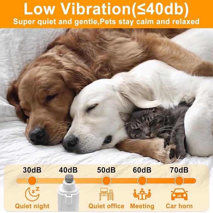 Dog Nail Clippers & Grinder with LED Light | 2-in-1 Quiet Pet Nail Grinder & Trimmer, USB Rechargeable, Splash Guard, for Small to Large Dogs & Cats