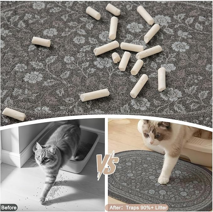 Bienbee Cat Litter Mat, 33" x 22" Dense Trapping Mesh for Litter Boxes | Litter Box Mat with PVC Mesh, Waterproof &Urineproof, Non-Slip Grip, Soft On Kitty Paws and Easy to Clean to Protect Floor