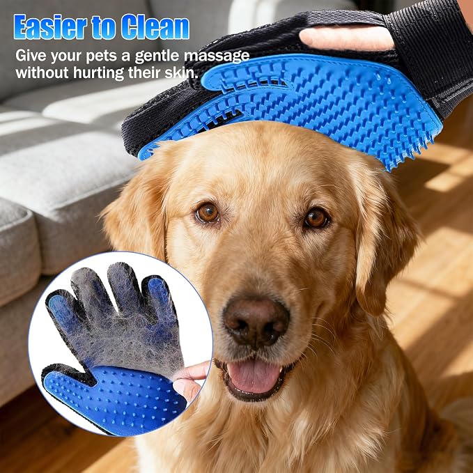9 PCS Pet Grooming Brush Set,Self Cleaning Pet Hair Removal Comb,Pet Hair Remover Gloves,Spray Bottle, Lice Flea Combs, Pet Grooming Supplies,Essential Bathing,Brushing & Shedding Tool for Cats & Dogs