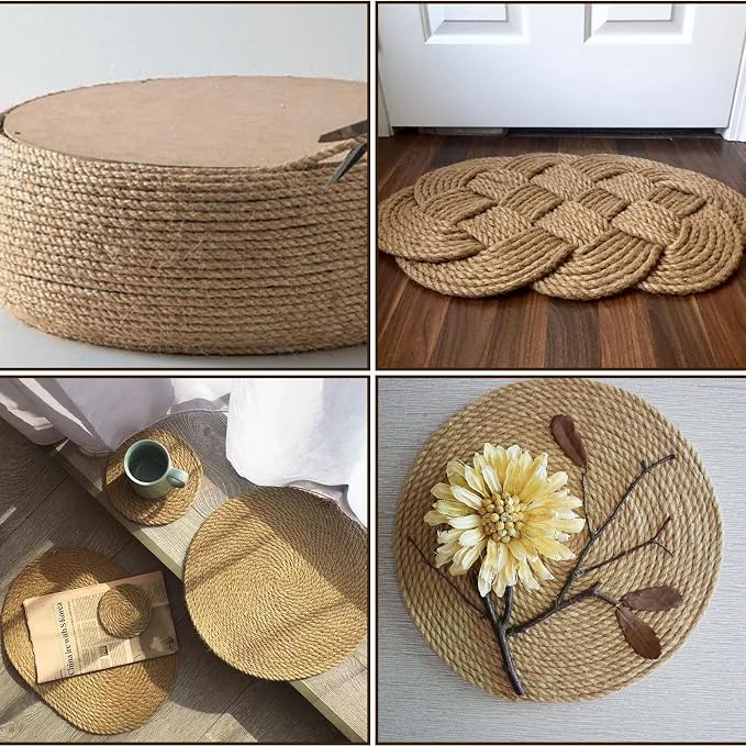 ASelected Rope 50m x 6mm Natural Jute Rope Sisal Rope for Cat Scratcher Garden Bundling, Repair Cat Tree(Brown)