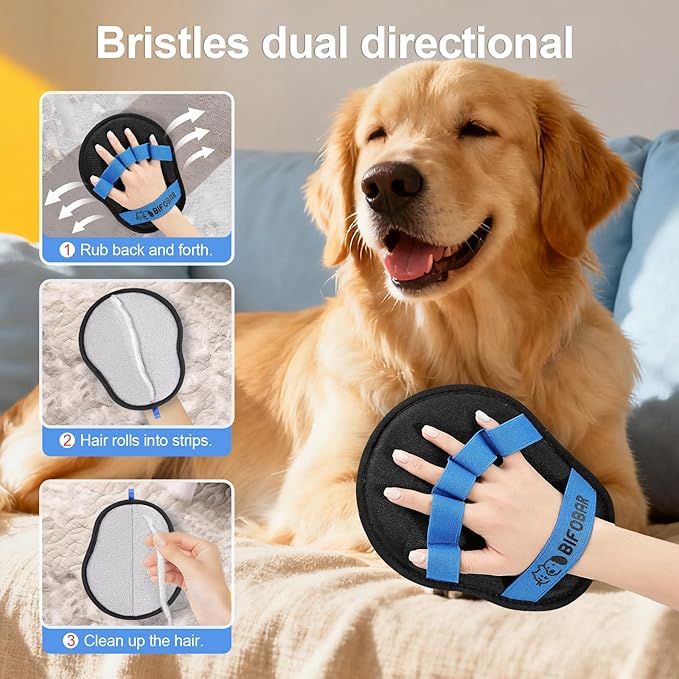 Pet Hair Removal Glove – Electrostatic Magic Mitt for Dogs & Cats, Reusable 5-Finger Grooming Tool for Couch, Carpet & Furniture