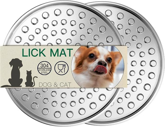 Stainless Steel Lick Mat for Dogs Cats, Slow Feeder Lick Pad for Aggressive Chewers, Non-Slip Heavy Duty Base, Mental Stimulation for Anxiety Reducer, Whisker-Friendly for Cat