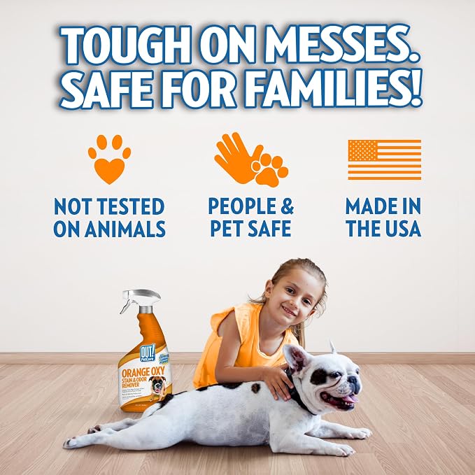 OUT! PetCare Complete Oxy Stain Remover, Dog Stain Carpet Cleaner, 32oz | Upholstery Cleaner, Odor Eliminator, Stain Remover Spray, Pet Carpet Cleaner, Dog Urine Remover, Spot Cleaner, Floor Cleaner