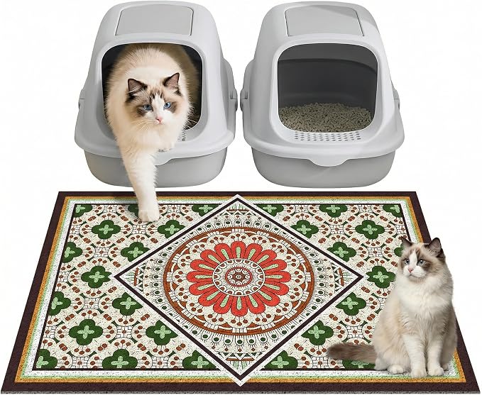 Extra Large Cat Litter Mat 30"x24",Heavy-Duty Litter Rug Catcher with Deep Textured Surface,Non-Slip Kitty Litter Mat Waterproof & Easy Clean, Ideal for Multiple Cats