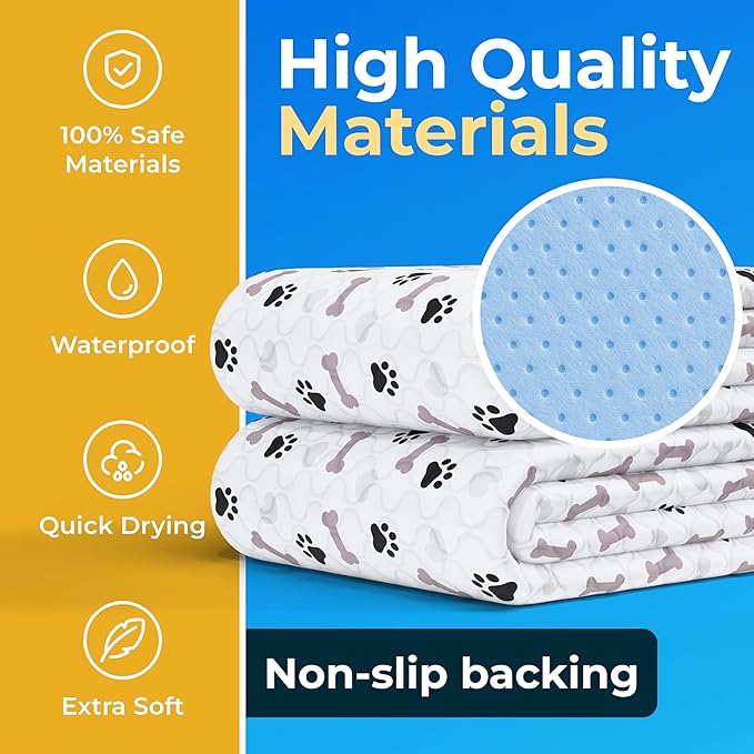 Washable Pee Pads for Dogs - Waterproof Reusable Puppy Pads with Anti-Slip Backing, Pet Training Pad for Puppy Playpen, Crate, Whelping Box, Potty Training (Pack of 2 - 41x41)