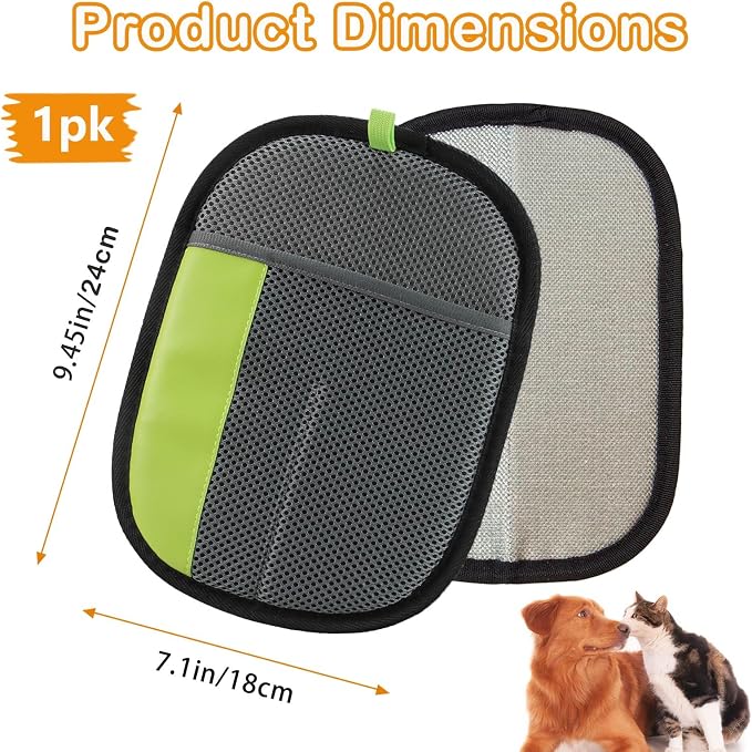 Thickened Pet Hair Removal Glove for Fabric Surfaces, Gray | Easy-On 2-Finger Design; Secure Stay-Put Fit; Easy Hair Pickup; Reusable Design; Sofas, Beds, Carpets, Pet Beds and Car Seats