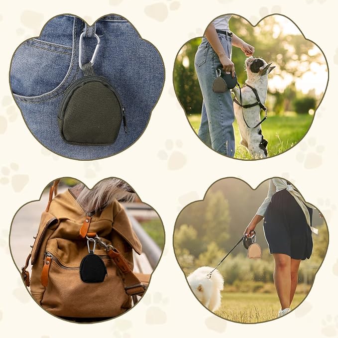 3 Pcs Dog Treat Pouch, Portable Pet Training Reward Pouch, Small Puppy Treat Bag for Leash, Hand Free Dog Walking Bag with Carabiner Zipper Closure for Puppy Travel or Outdoor Use