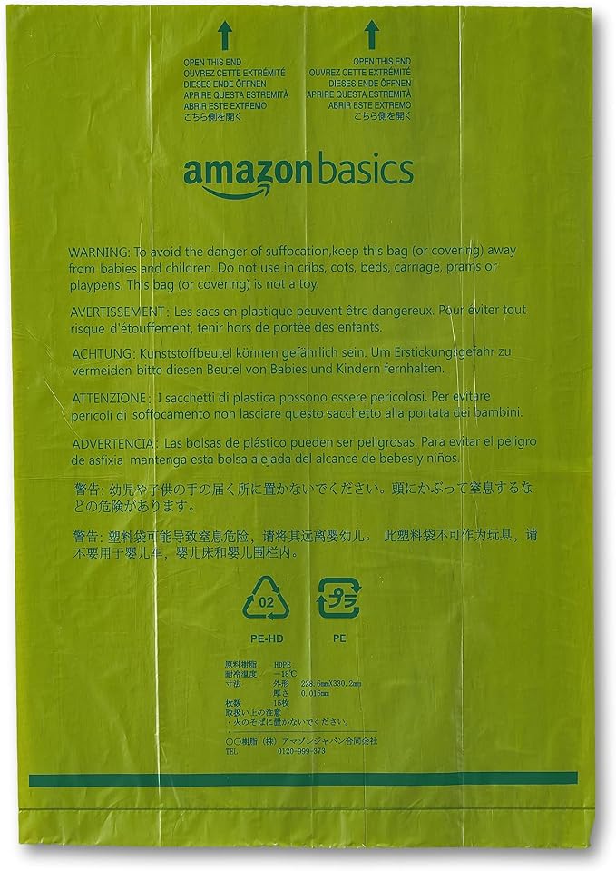 Amazon Basics Premium Leak Proof Dog Poop Bags with Dispenser and Leash Clip, Cucumber Scented, 13" x 9", 540 Count (36 Rolls of 15)