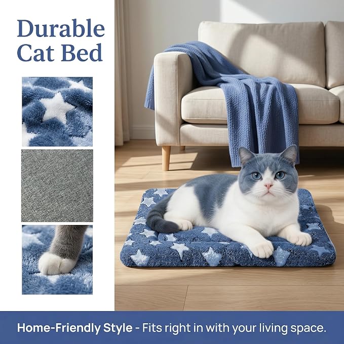 Cat & Dog Bed Mat - Reversible Dog Crate Bed Mats, Soft & Breathable Kennel Pad, Durable Crate Bed for Extra Small Dogs & Cats