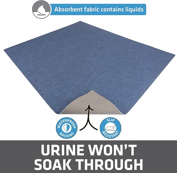 Drymate Cat Litter Box Mat, Litter Trapping Mat, Blue, 29x36 XL | Waterproof, Urine-Proof, Absorbent, Machine Washable, Soft on Paws, Contains Mess, Protects Floors, Kitten Supplies, USA Made