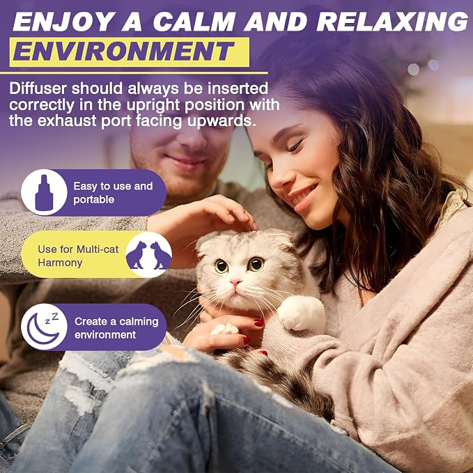 Cat Calming Diffuser Refills, 8 Pack Pheromones for Cats Refill Long-Lasting 240-Day Supply Pheromone to Calm Cat Soothing Anxiety Stress 48 ml/Bottle Compatible with Most Diffusers Plug in