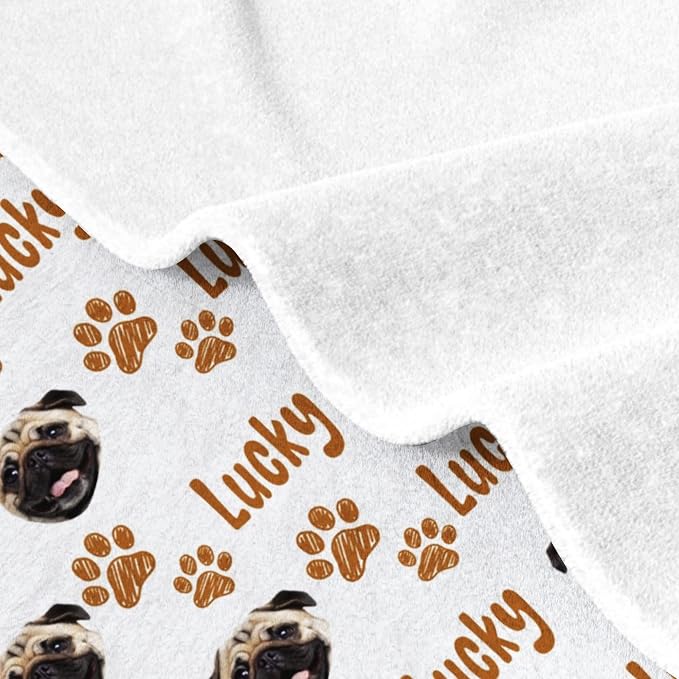 Personalized Dog Mom Gift - Custom Photo Blanket with Name & Face, Soft Fleece Pet Memorial Throw for Couch, Multiple Sizes