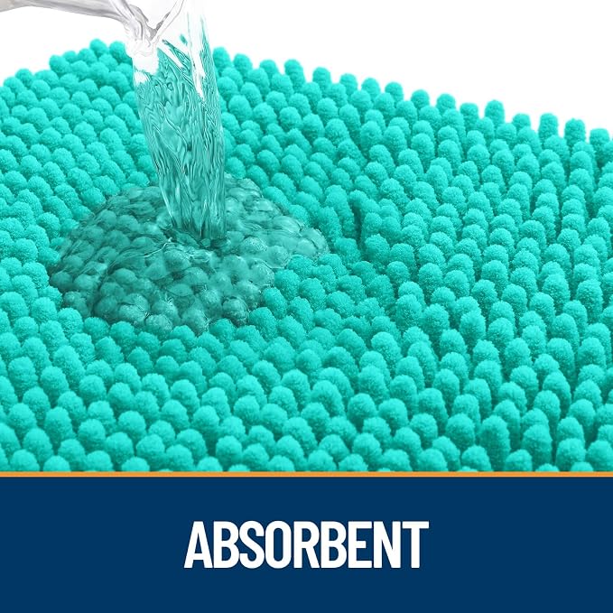 OLANLY Dog Door Mat for Muddy Paws 47x20, Super Absorbent Chenille Mud Mat | Teal, Absorbs Moisture and Dirt, Non-Slip Machine Washable Doormat, Quick-Drying Indoor Entryway Floor Carpet for Dogs