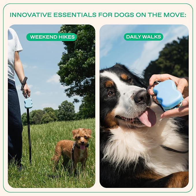 Springland Silicone Dog Training Treat Pouch for Leash, Sky Blue | One-hand squeeze dispenser, food-grade silicone, BPA-free, carabiner included, easy-fill holder for rewards on the go