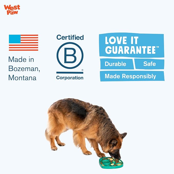 West Paw Seaflex Bubbles Feast Mat – All-in-One, Slow Feeder, Lick Mat – Encourages Foraging & Food Exploration - Engages Picky Eaters & Slow Feeding - Versatile – Easy to Clean, Non-Toxic - Marine