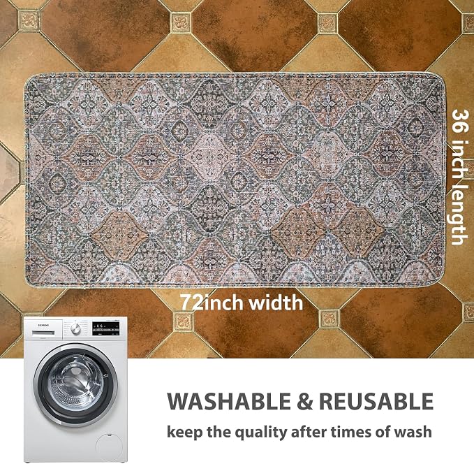 nunubaby Washable Pee Pads for Dogs, Stylish, Non-Slip and Leak-Proof Pee Pads. Reusable Potty Pads for Dogs for Crates and Floors.(Brown/Multi,36" x72" )