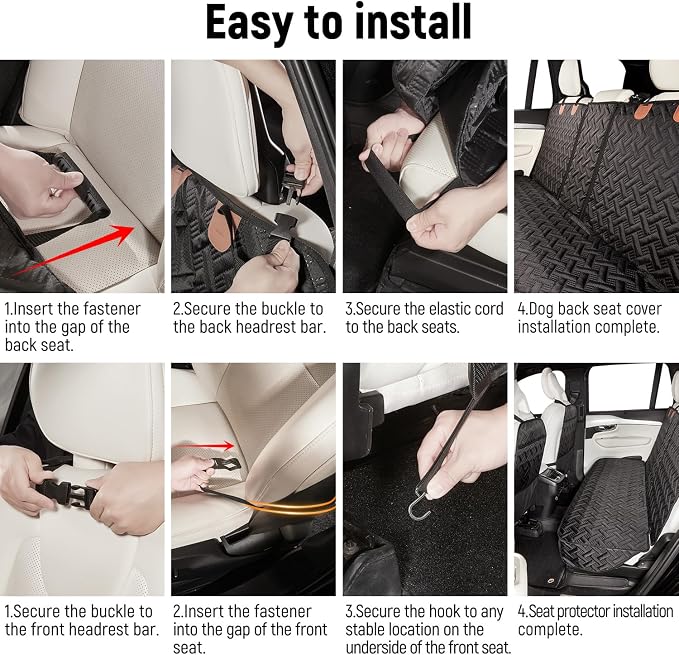 YJGF Dog Car Seat Cover for Back Seat Truck,Truck Back Seat Pet Cover for Dogs,Waterproof Scratchproof Rear Bench Seat Cover Protector (Black, XL)