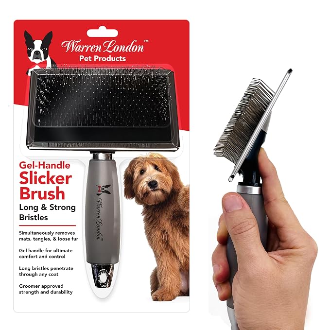 Warren London Gel Handle Slicker Brush for Dogs, Doodles & Long Coats