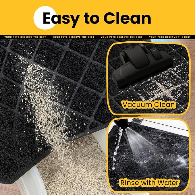 Conlun Cat Litter Mat Litter Trapping Mat, 24" x 17" Premium Durable PVC Grid Mesh with Scatter Control, Non-slip, Less Waste Cat Litter Box Mat, Soft on Kitty’s Paws, Urine Waterproof