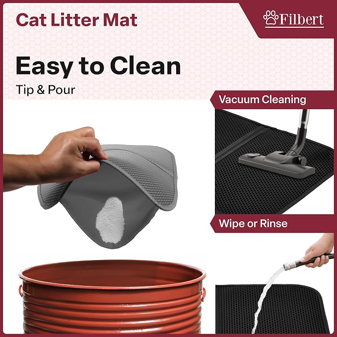 Filbert Cat Litter Mat, Foldable Cat Litter Mat, 23.6"x 14.8", Honeycomb Design, Skid-Proof, Water-Proof, Double Layer, Easy to Clean, Less Waste, Turquoise