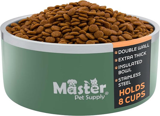 Master Pet Supply Stainless Steel Dog Bowls - 64 oz, Heavy Duty - Camo Patrol, Double Wall Extra-Thick Insulated, Non-Slip Pet Water Bowl for Dogs, Cats & Pets, Anti Rust Metal, Dish Washer Safe