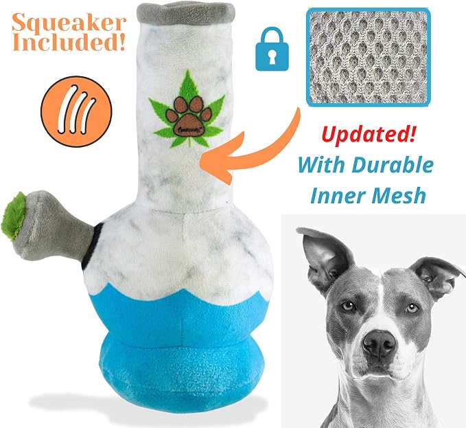 Nestpark Puppy Chiefer 3000 - Funny Dog Toys - Plush Squeaky Weed for Medium, Small and Large - Cute Dog Gifts for Dog Birthday - Cool Stuffed Dog Toys