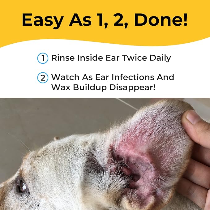 Smiling Paws Medicated Tris Flush Ear Cleaner for Dogs & Cats, 12oz | Contains Ketoconazole, Treats Itching, Odor Treatment, Ear Medication