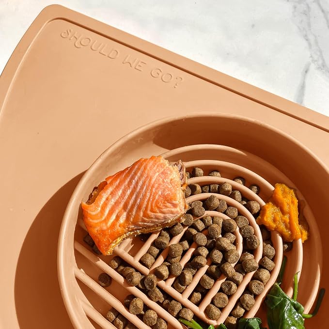 Should We Go? Slow Feeder Dog Bowls - Medium Size Silicone Slow Eating Dog Bowl for Puppies & Dogs with Suction Cup -Dishwasher-Safe,Lick Mat Design,Reduces Gulping,for All Breeds,6”x1.25”-Terracotta