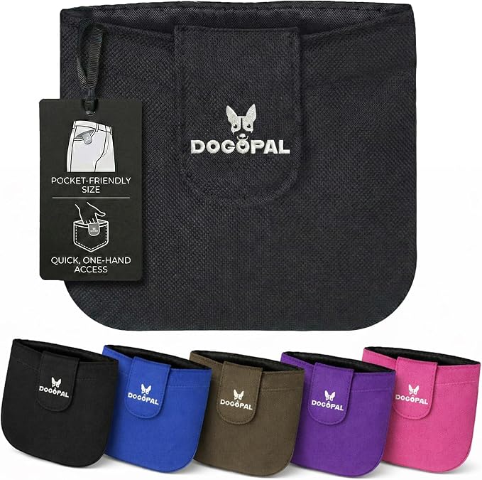 DOGOPAL Dog Treat Pouch for Training, Compact Pocket Treat Pouch with Magnetic Closure, Slim Dog Treat Bag and Treat Holder for Walks (Black)