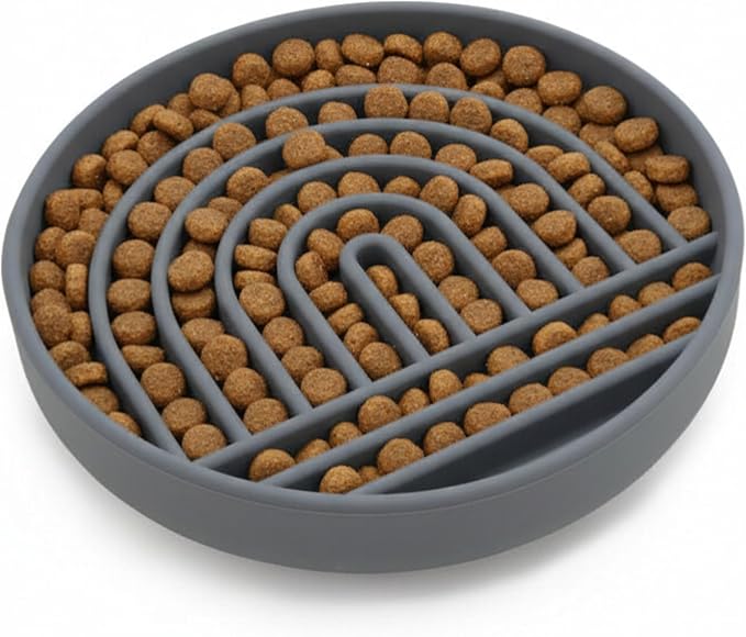 Should We Go? Slow Feeder Dog Bowls - Medium Size Silicone Slow Eating Dog Bowl for Puppies & Dogs with Suction Cup -Dishwasher-Safe,Lick Mat Design,Reduces Gulping,for All Breeds,7.5”x1.5”- Charcoal