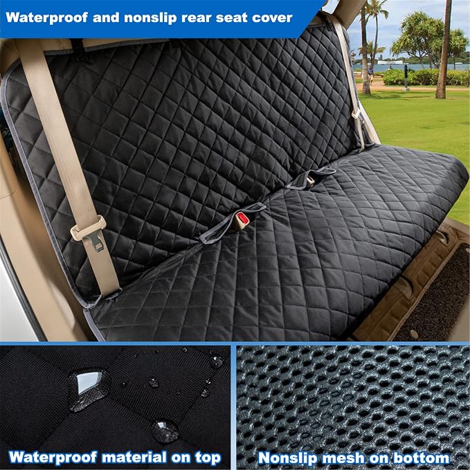 VIEWPETS Bench Car Seat Cover Protector - Waterproof, Heavy-Duty and Nonslip Pet Car Seat Cover for Dogs with Universal Size Fits for Vehicles, Trucks & SUVs