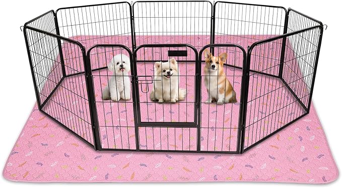 Sunheir Washable Pee Pads for Dogs 72"x72", Extra Large Reusable Puppy Pads Pet Training Pads for Dog Playpen, Waterproof Pee Pads for Puppy Playpen, Whelping Pad, Dog Playpen Indoor - Pink