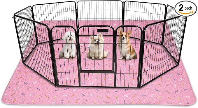 Sunheir Washable Pee Pads for Dogs Extra Large 48" x 60" 2-Pack, Reusable Puppy Pads Pet Training Pads for Dog Playpen Indoor, Waterproof Dog Pee Pads for Puppy Playpen, Whelping Pad - Pink