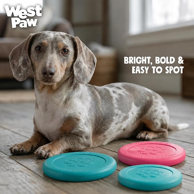 WEST PAW Zogoflex Zisc Dog Flying Disc, High Flying Aerodynamic Disc for Dogs Puppy – Lightweight, Floatable Disc for Fetch, Tug of War, Catch, Play – Doubles as Food/Water Bowl, Small 6.5", Geranium